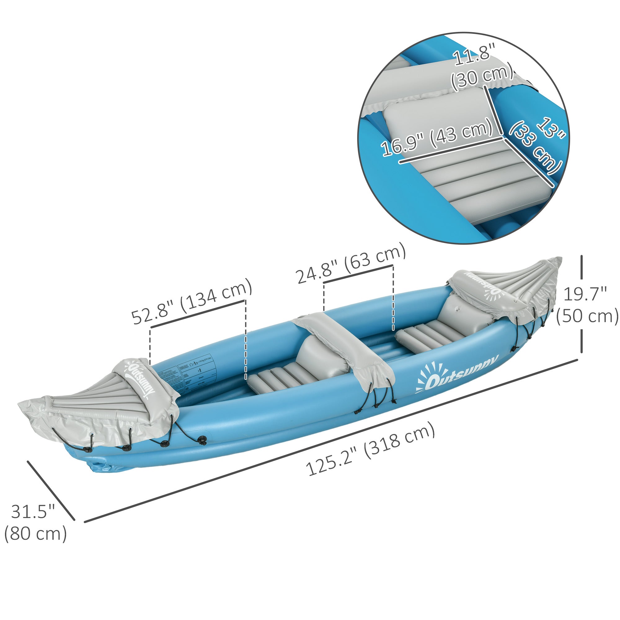 2-Person Inflatable Kayak, Foldable Inflatable Fishing Boat Canoe Set With Air Pump, Aluminum Oars, Blue-Patio & Garden > Outdoor Recreation > Water Sports & Boating Supplies-DECOROLALA