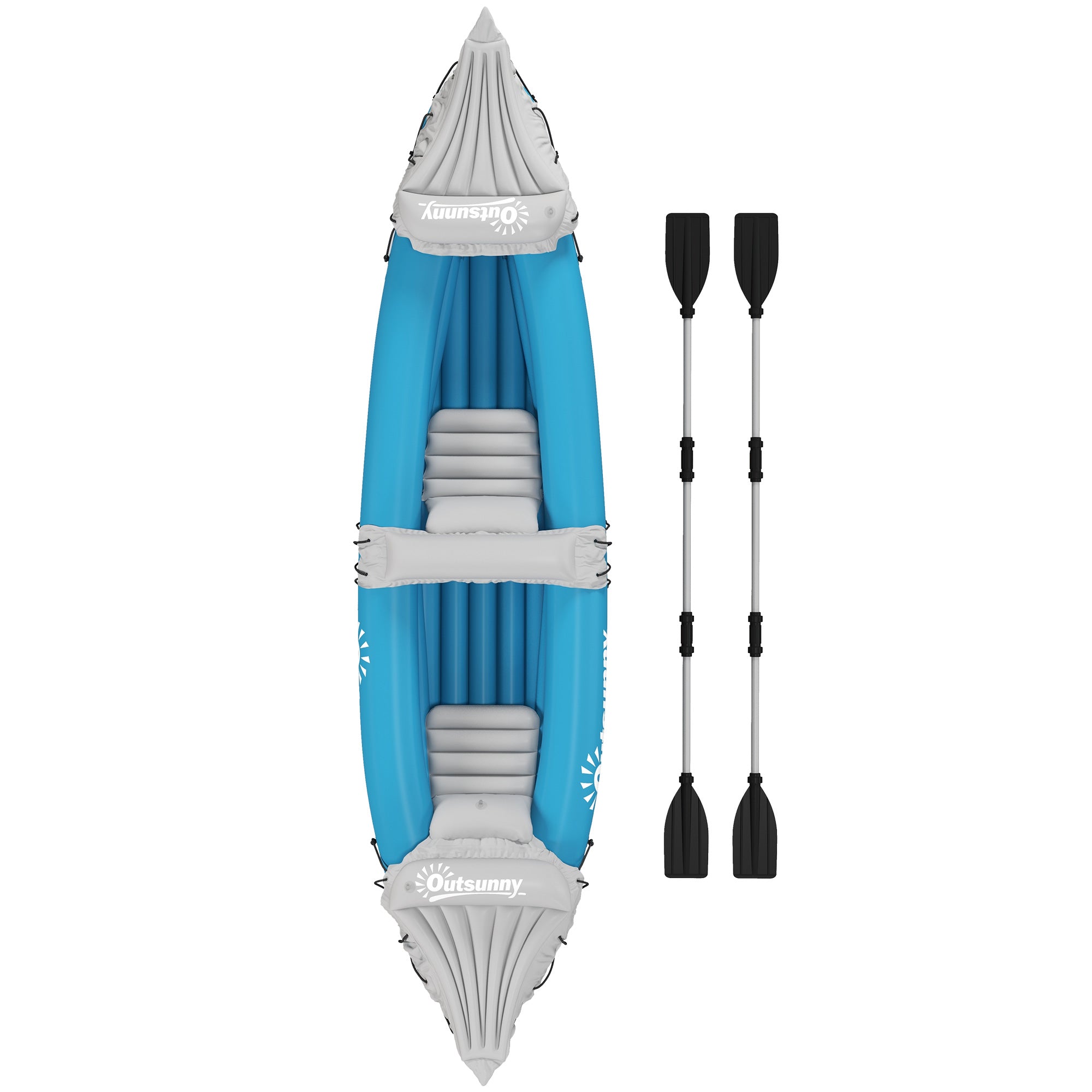 2-Person Inflatable Kayak, Foldable Inflatable Fishing Boat Canoe Set With Air Pump, Aluminum Oars, Blue-Patio & Garden > Outdoor Recreation > Water Sports & Boating Supplies-DECOROLALA