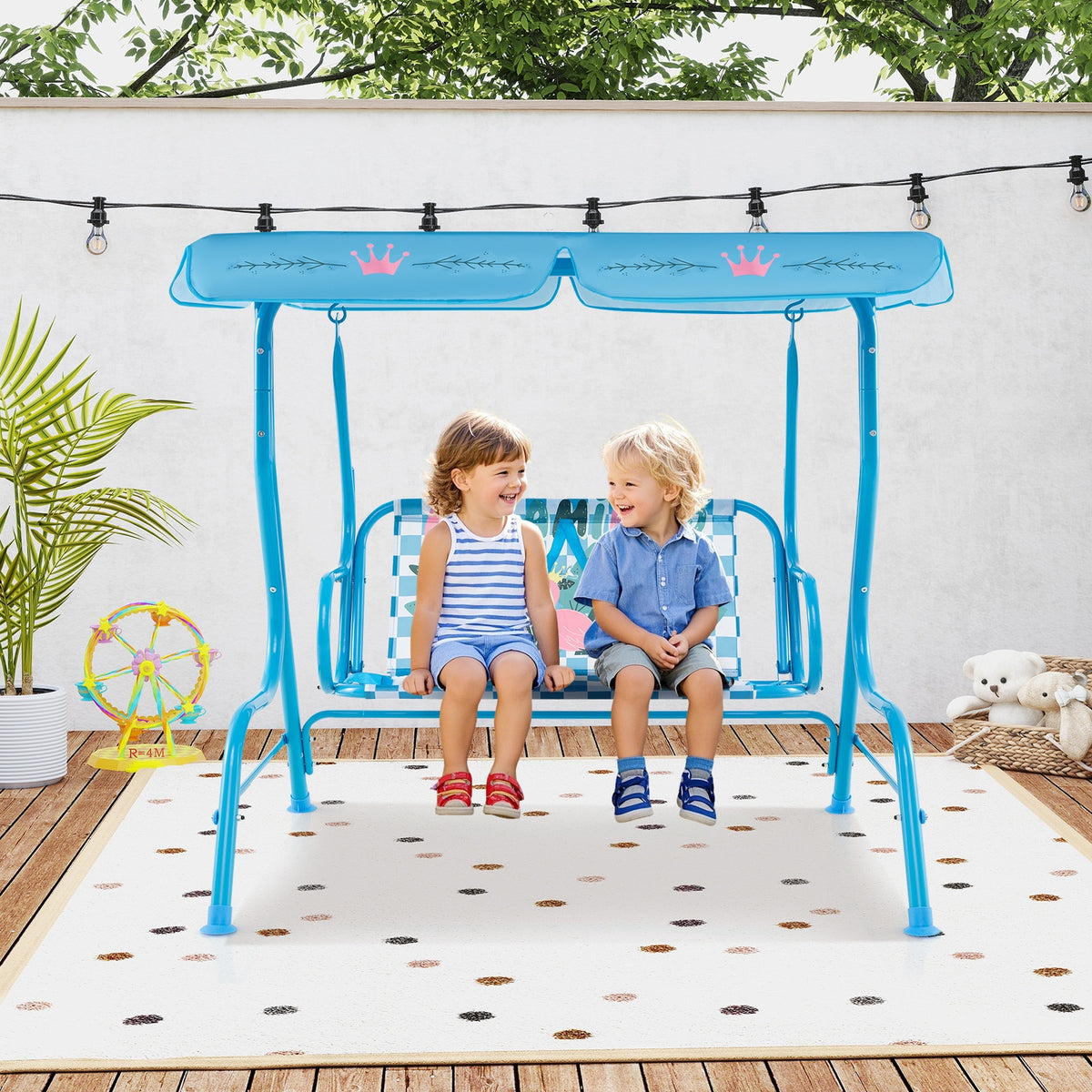2 Person Kids Patio Swing Porch Bench with Canopy