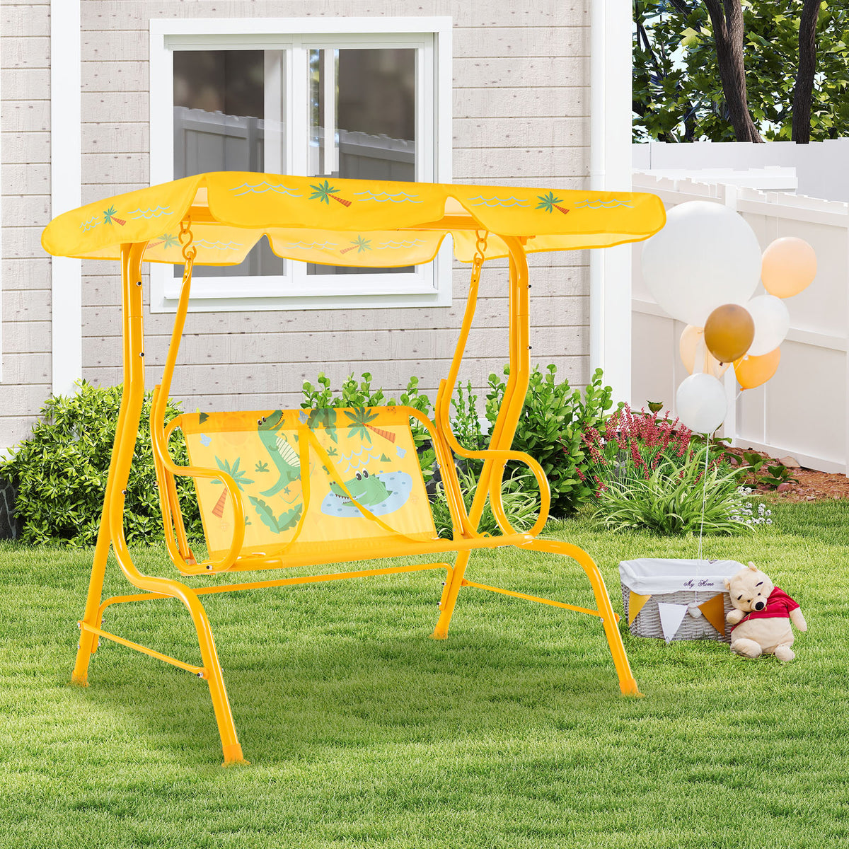 2 Person Kids Patio Swing Porch Bench with Canopy