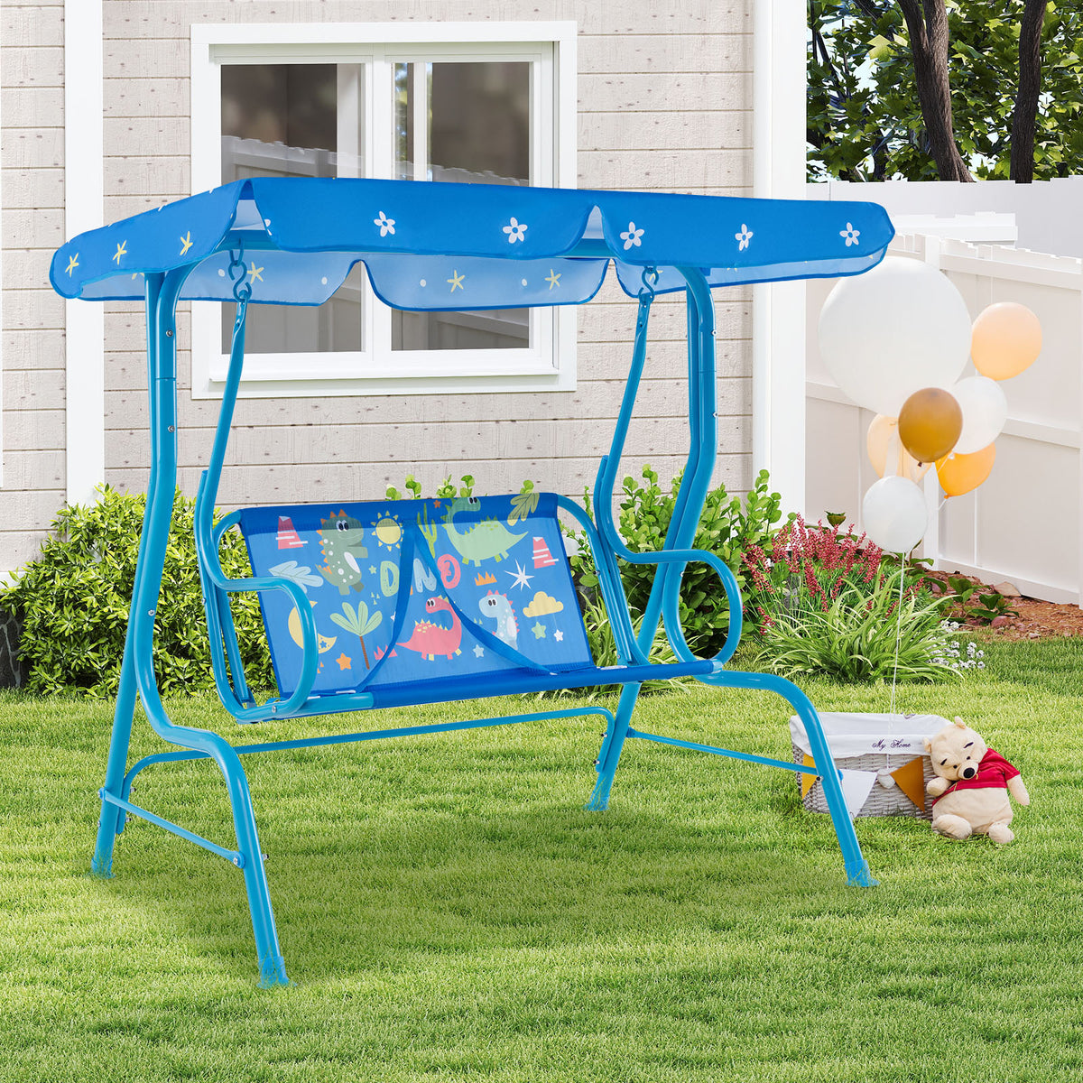 2 Person Kids Patio Swing Porch Bench with Canopy