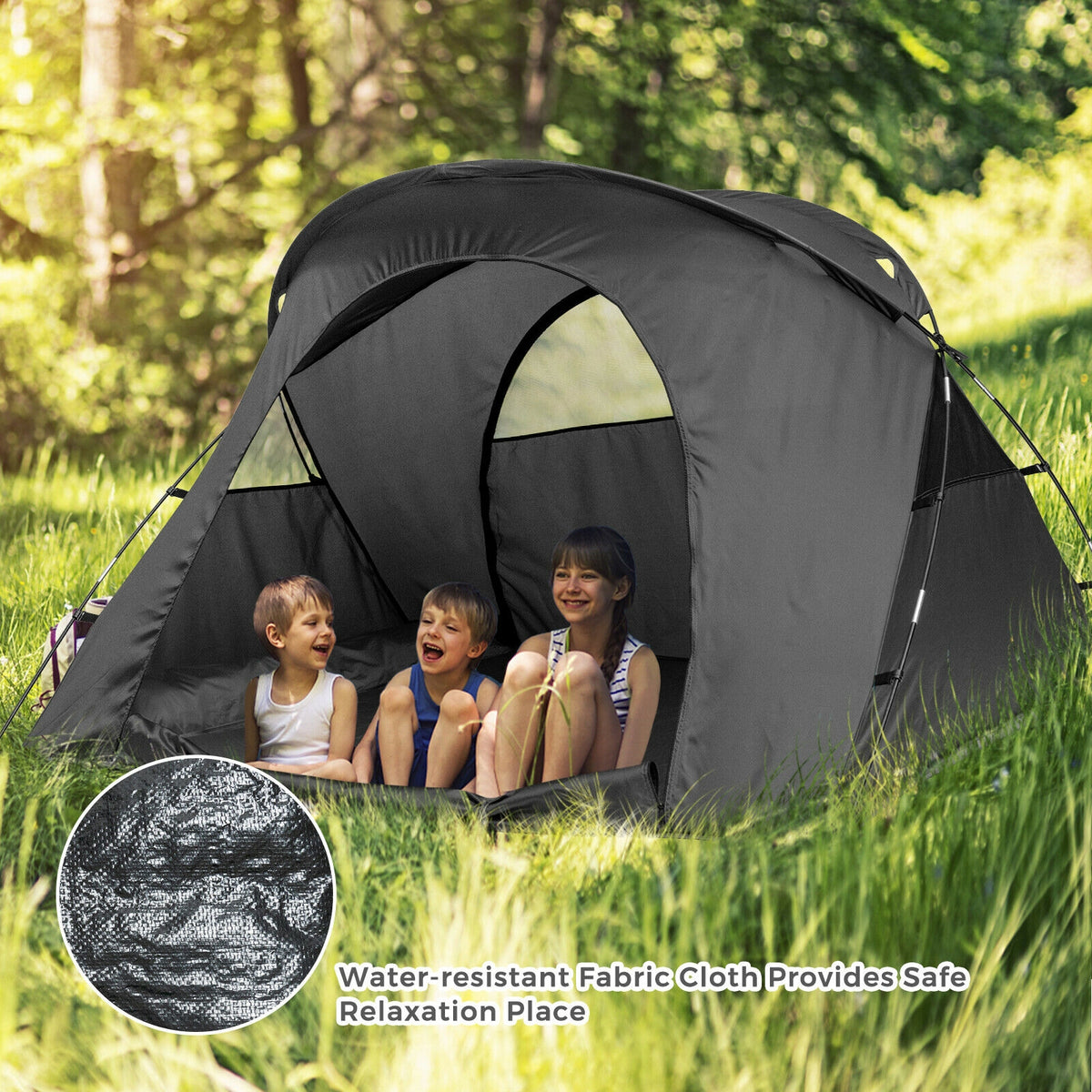 2-Person Outdoor Camping Tent with External Cover-Gray-Tents-DECOROLALA