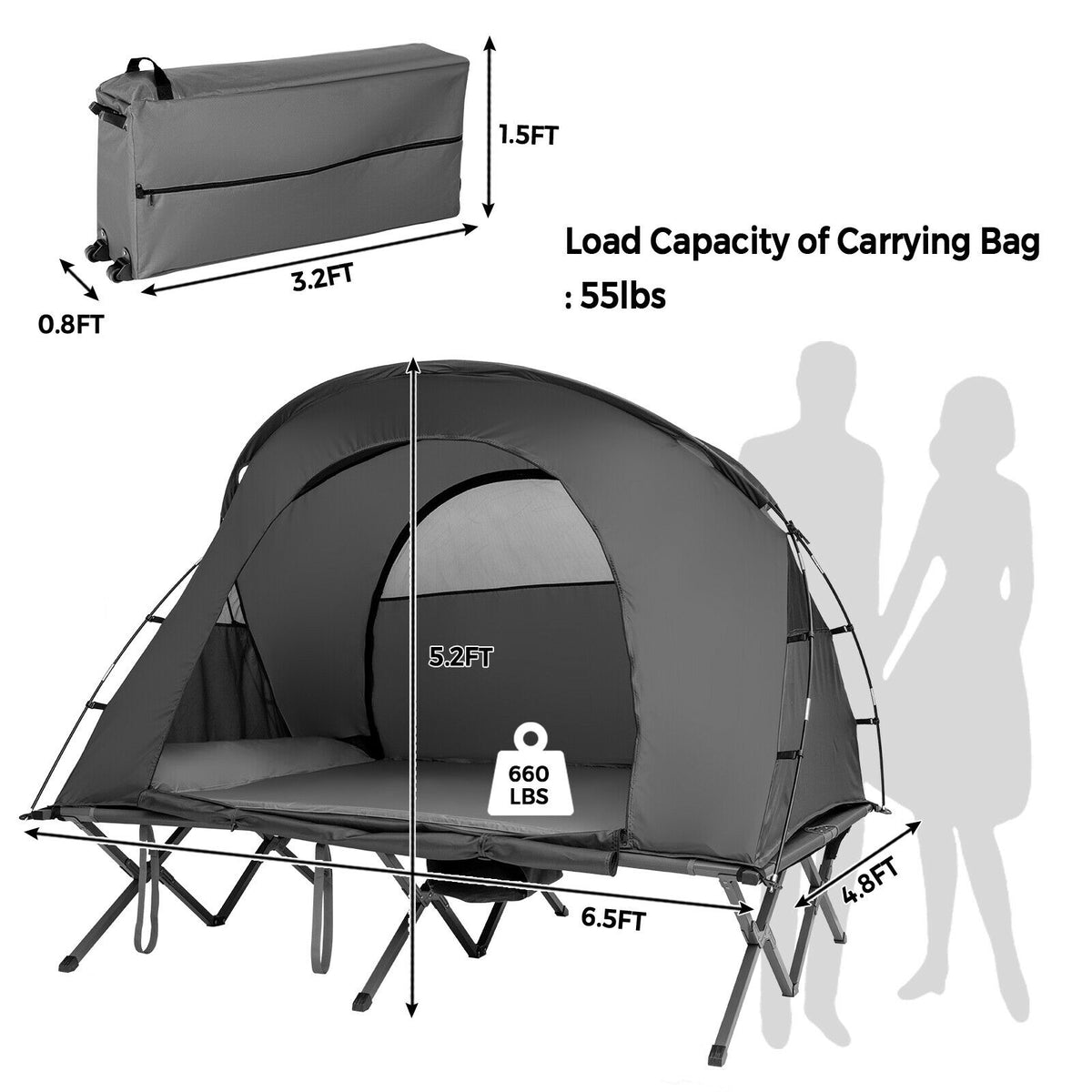 2-Person Outdoor Camping Tent with External Cover-Gray-Tents-DECOROLALA