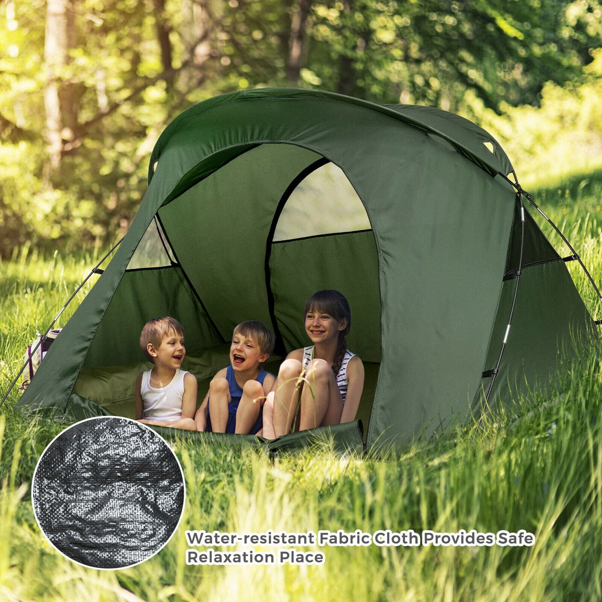 2-Person Outdoor Camping Tent with External Cover-Green-Tents-DECOROLALA