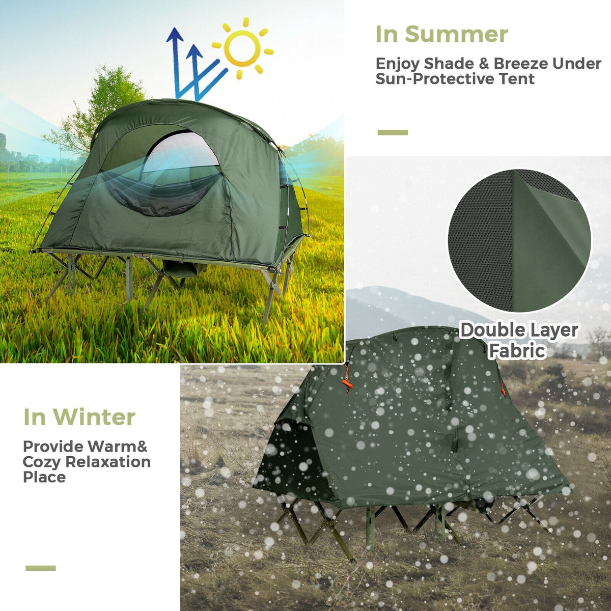 2-Person Outdoor Camping Tent with External Cover-Green-Tents-DECOROLALA