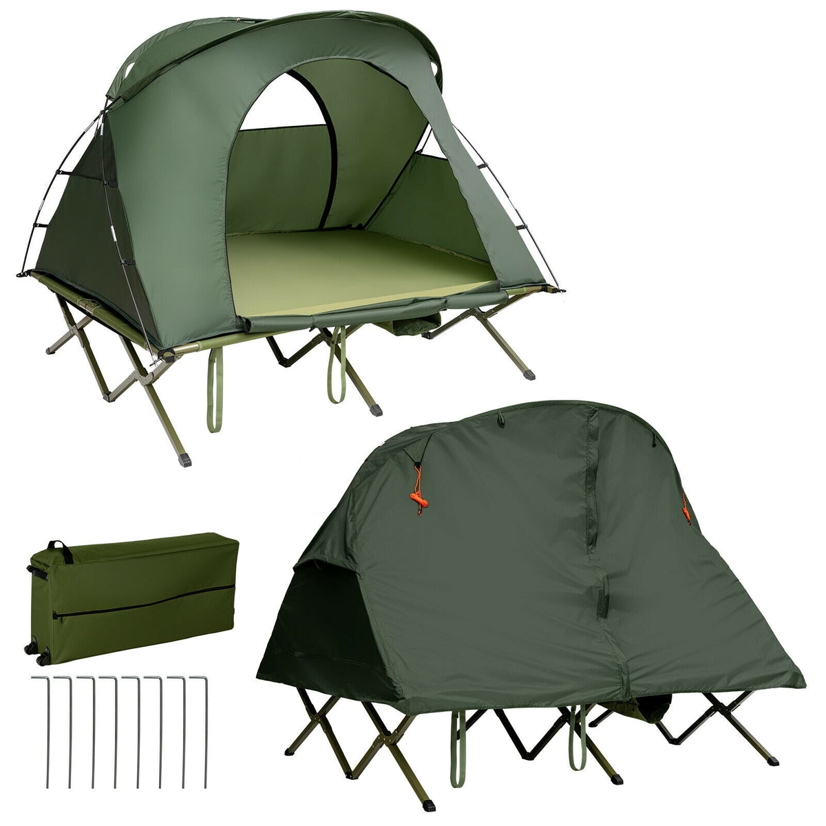 2-Person Outdoor Camping Tent with External Cover-Green-Tents-DECOROLALA