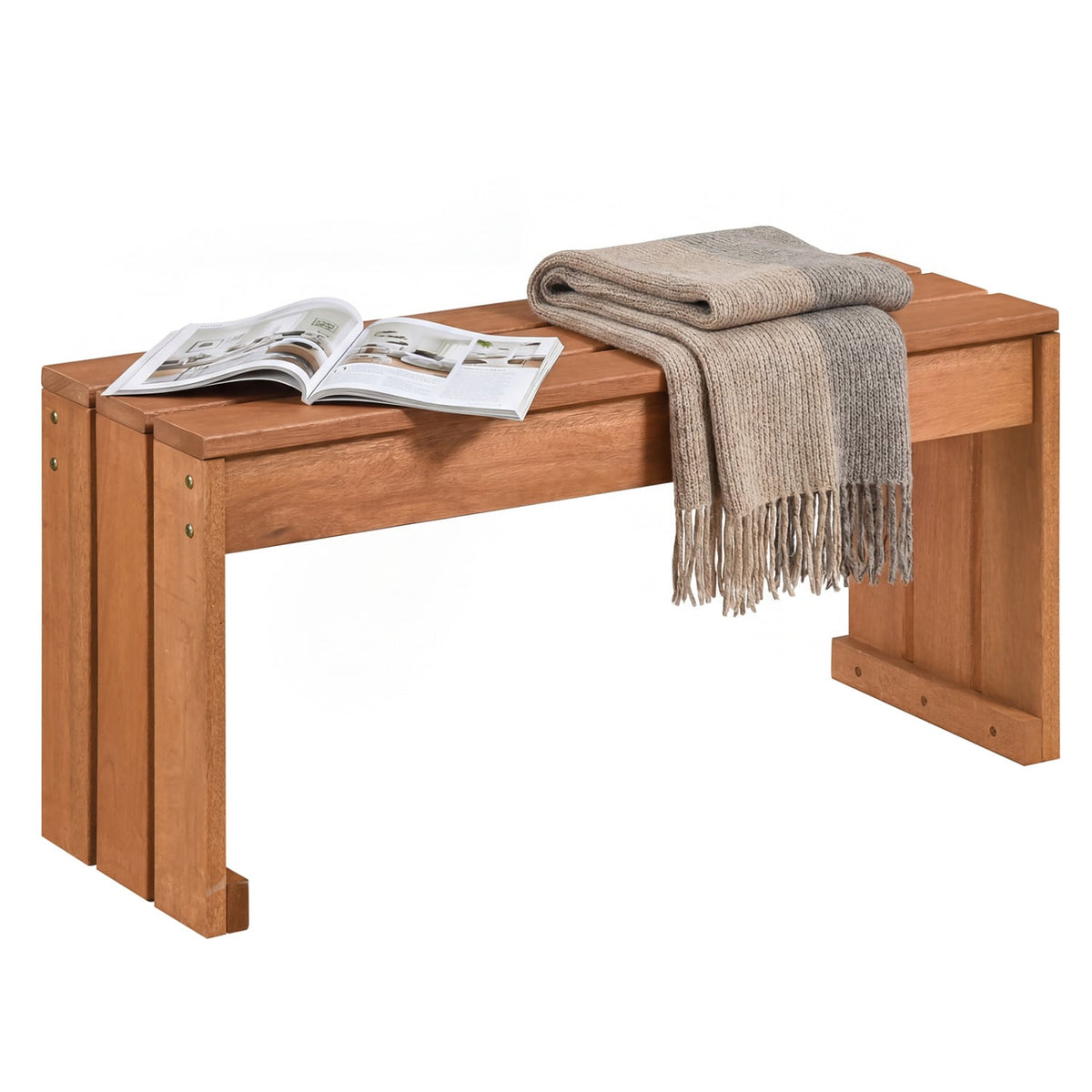 2-Person Outdoor Garden Bench with Solid Wooden Frame for Backyard-Outdoor Benches-DECOROLALA