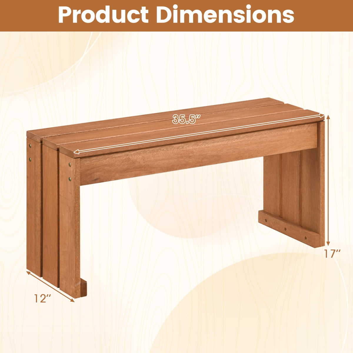 2-Person Outdoor Garden Bench with Solid Wooden Frame for Backyard-Outdoor Benches-DECOROLALA