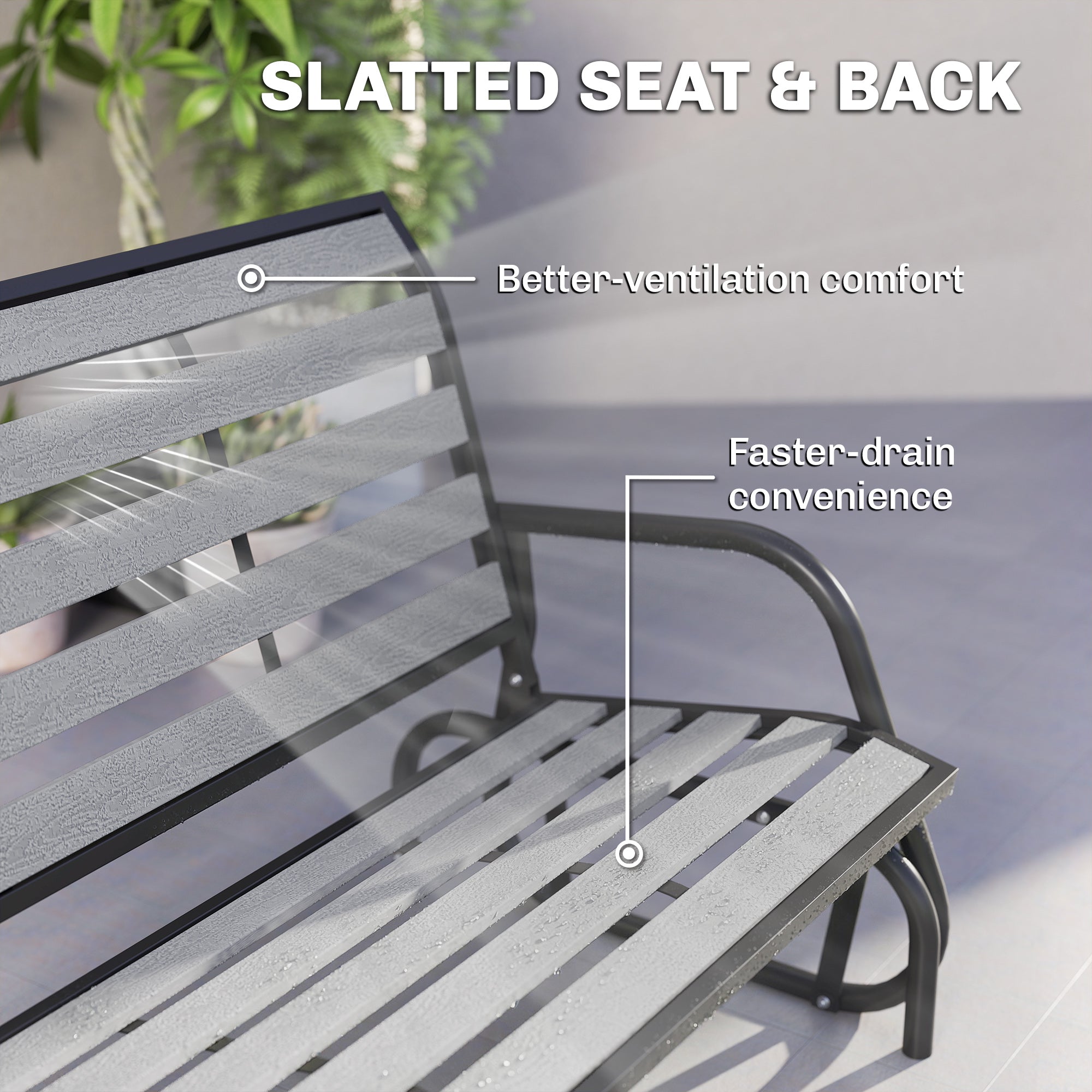 2-Person Outdoor Glider Bench Grey-DECOROLALA