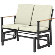 2-Person Outdoor Glider Bench with Thick Cushions - Cream White-DECOROLALA