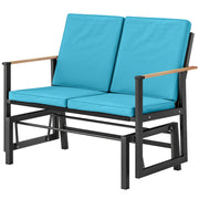 2-Person Outdoor Glider Bench with Thick Cushions - Navy Blue-DECOROLALA