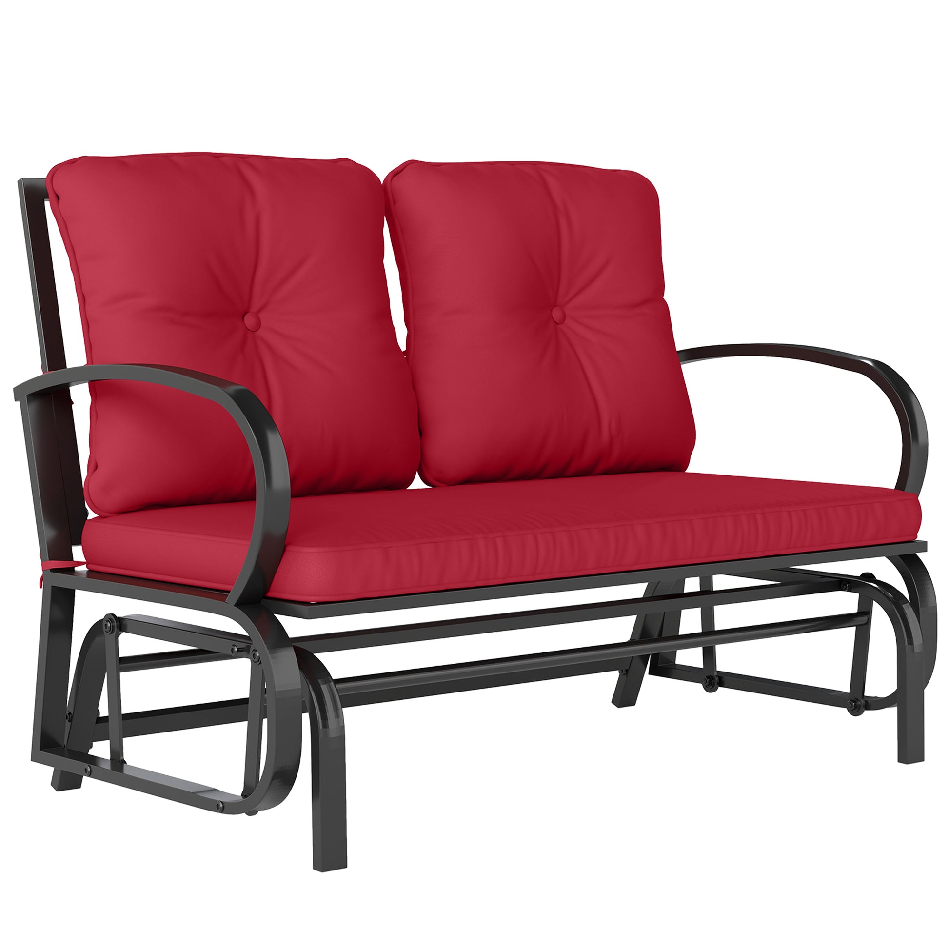2-Person Outdoor Glider Loveseat - Red Steel-DECOROLALA