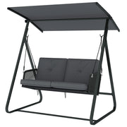 2-Person Patio Swing - Dark Grey Rattan Canopy-DECOROLALA