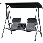 2 Person Patio Swing w/ Canopy - Black Storage-DECOROLALA