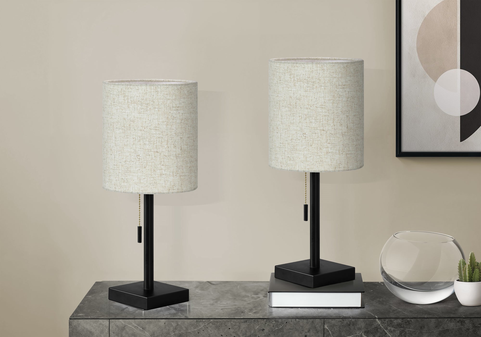 2-Piece 17"H Table Lamp with USB Port, Nickel/Ivory-Lighting-DECOROLALA