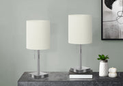 2-Piece 17"H Table Lamp with USB Port, Nickel/Ivory-Lighting-DECOROLALA