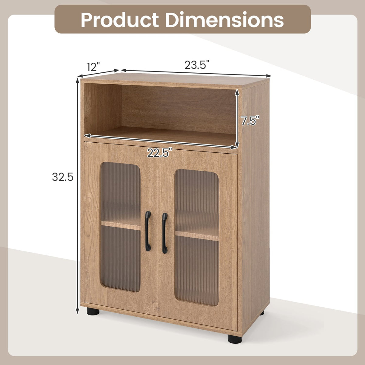 2-Piece Bathroom Cabinet Set - 59" Tall & 33" Floor - Natural-Floor Cabinets-DECOROLALA