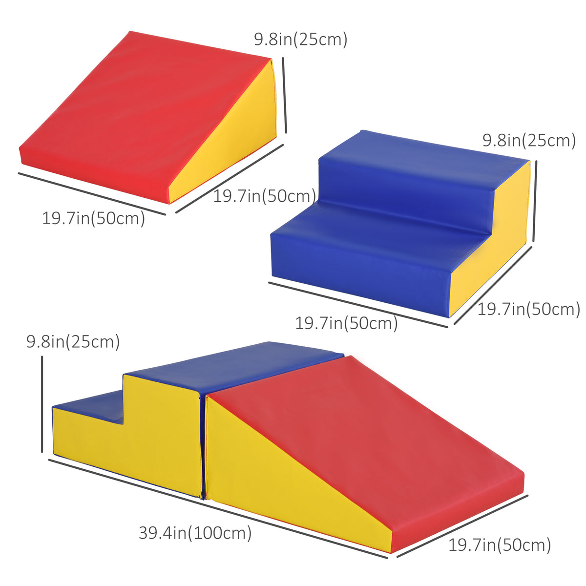 2-Piece Climb and Crawl Activity Soft Play Set, Secure Foam Blocks Playset for Toddler Preschooler Babies Indoor, Activity Structure Play Equipment, Multi-colour-Toys & Games > Baby & Toddler Toys > Kids Gym & Playmats-DECOROLALA