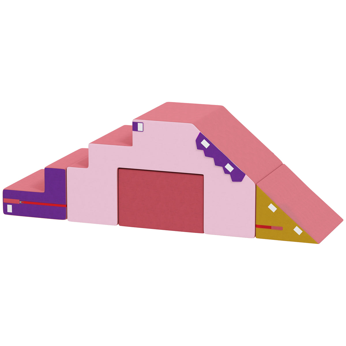 2-Piece Climbing Foam Blocks for Toddlers with Detachable Cover, Indoor Climb and Crawl Activity PlaySet, Pink-Toys & Games > Baby & Toddler Toys > Kids Gym & Playmats-DECOROLALA