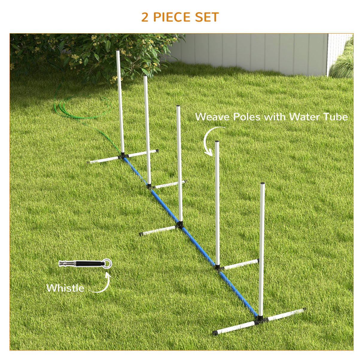 2-Piece Dog Agility Kit with Weave Poles and 32.8' Water Spray Tube-Dogs-DECOROLALA