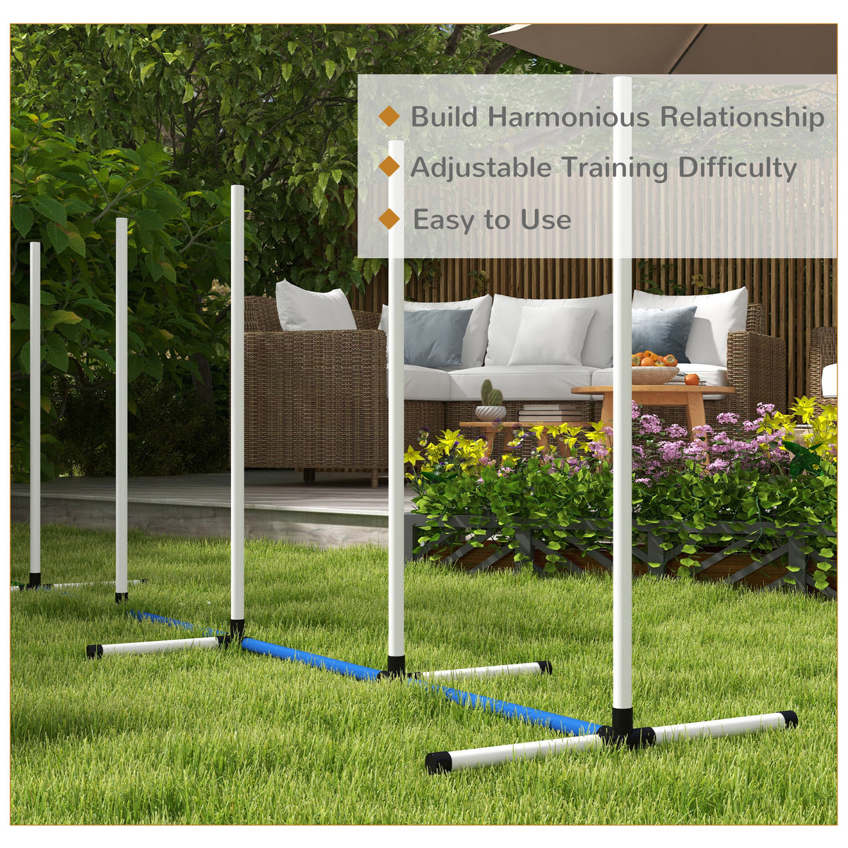 2-Piece Dog Agility Kit with Weave Poles and 32.8' Water Spray Tube-Dogs-DECOROLALA