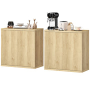 2-Piece Fluted Sideboard Buffet Cabinet Set - Oak-DECOROLALA
