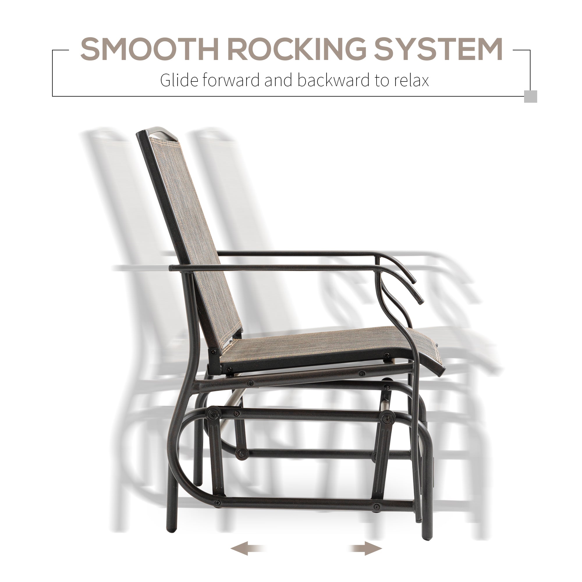 2-Piece Glider Chair Set, Dark Brown, Steel Frame, Breathable Mesh Fabric-DECOROLALA