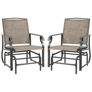 2-Piece Glider Chair Set, Dark Brown, Steel Frame, Breathable Mesh Fabric-DECOROLALA