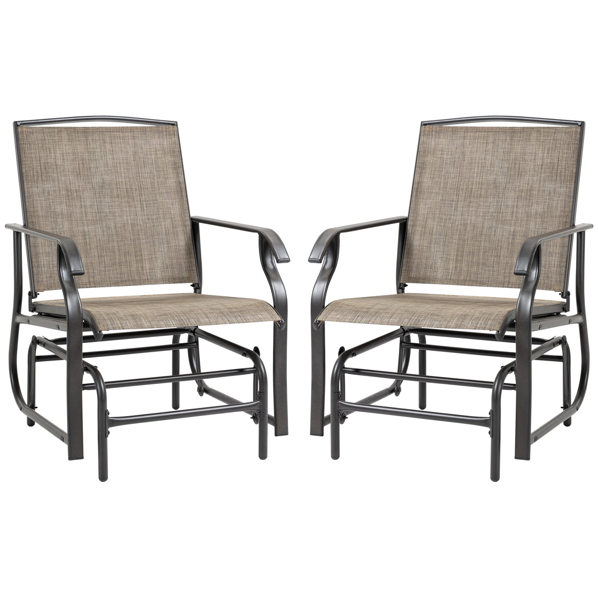 2-Piece Glider Chair Set, Dark Brown, Steel Frame, Breathable Mesh Fabric-DECOROLALA