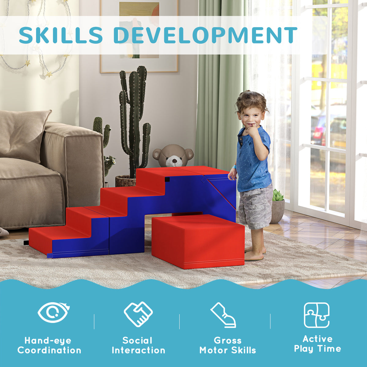 2-Piece Soft Play Kids Foam Play Se for Crawl and Climb, Dark Blue-Toys & Games > Baby & Toddler Toys > Kids Gym & Playmats-DECOROLALA