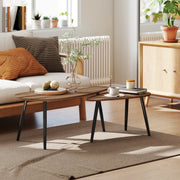 2-Piece Nesting Coffee Table Set - Industrial Brown Wood Finish-Coffee Tables-DECOROLALA