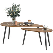 2 Pieces Coffee Table Set for Living Room, Industrial Nest of Tables with Steel Legs, Brown-Home Furnishings > Living Room Furniture > Coffee Tables-DECOROLALA
