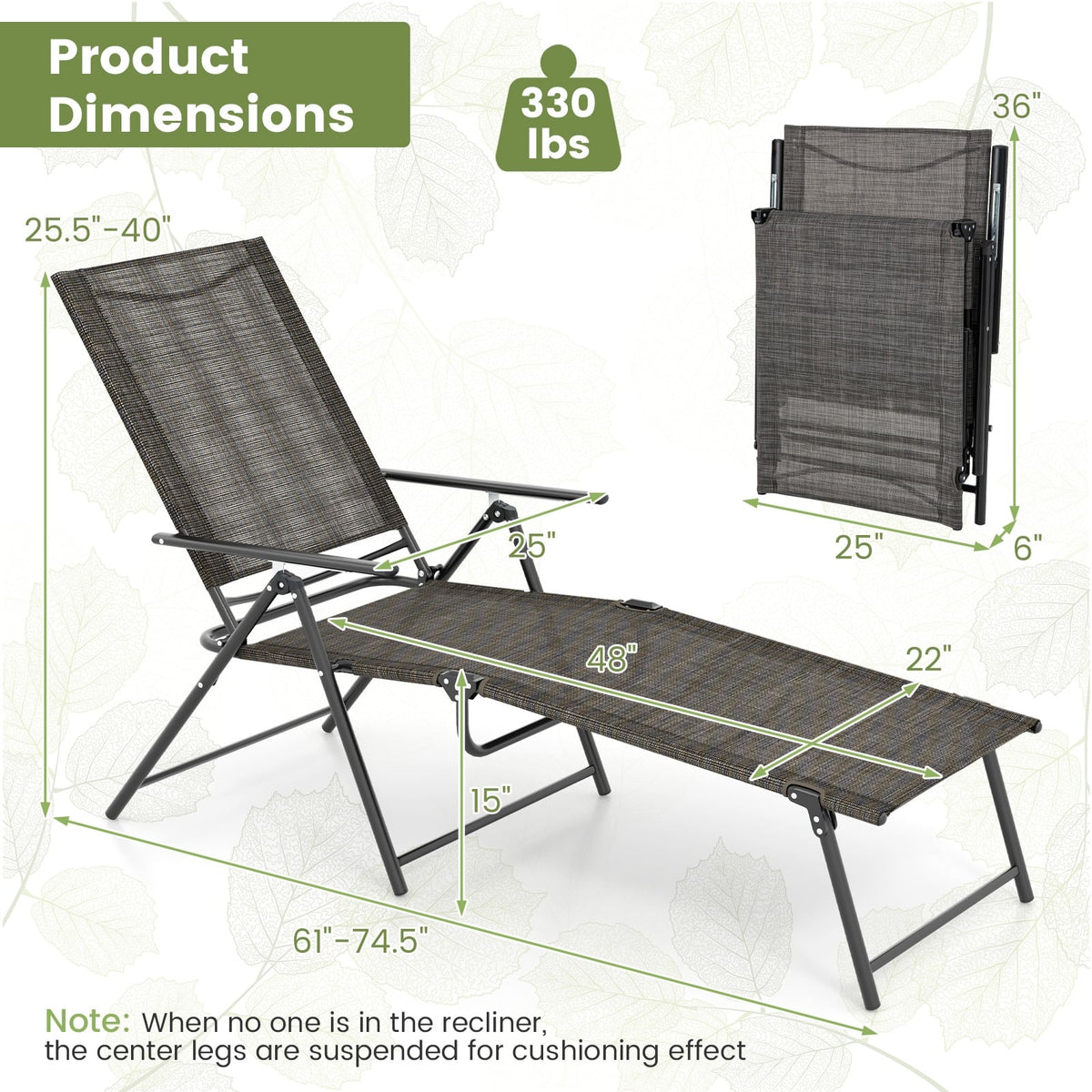 2 Piece Patio Folding Chaise Lounge Chairs Recliner with 6-Level Backrest-Coffee-Outdoor Chaise Lounges-DECOROLALA
