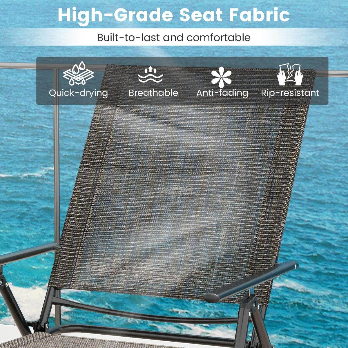 2 Piece Patio Folding Chaise Lounge Chairs Recliner with 6-Level Backrest-Coffee-Outdoor Chaise Lounges-DECOROLALA