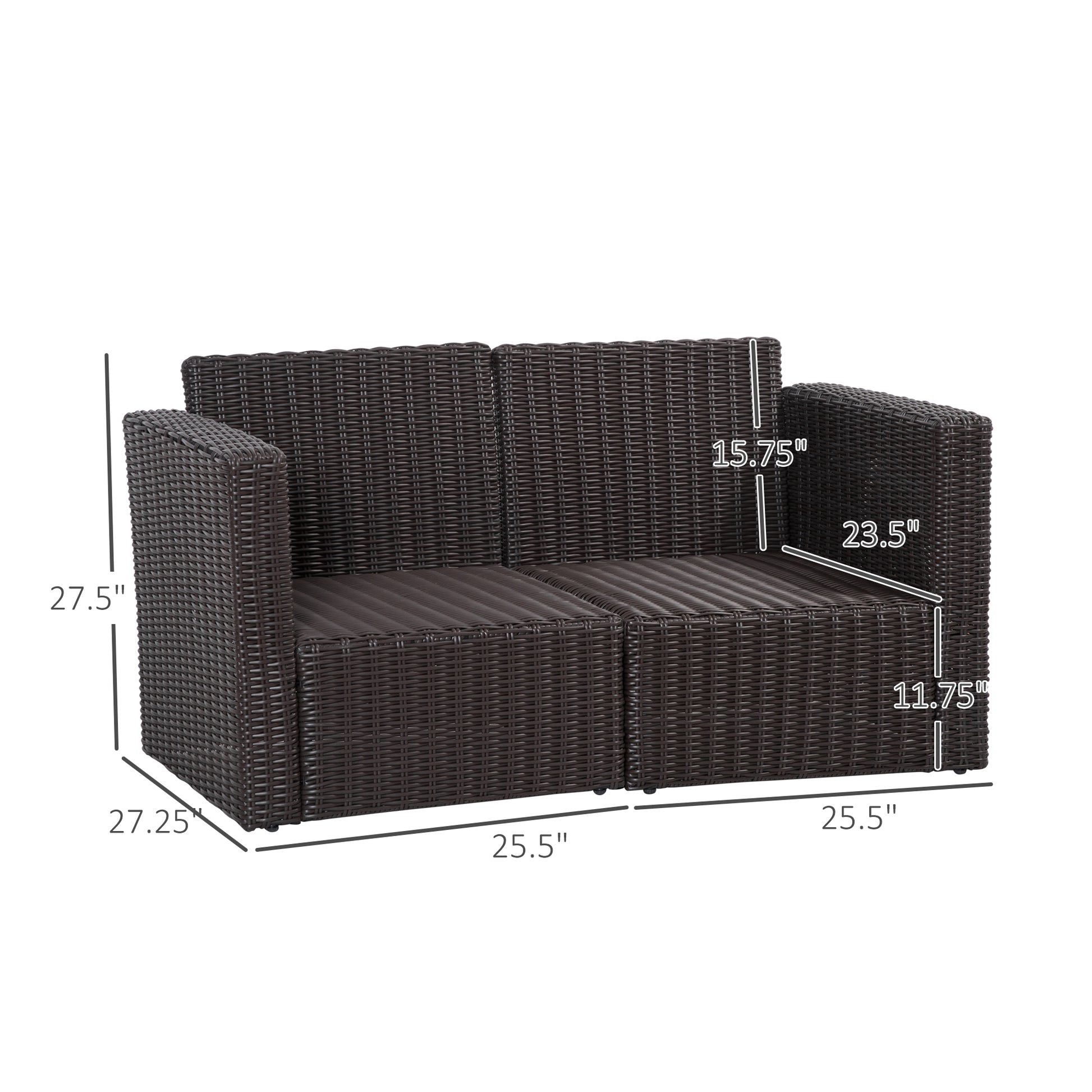 2-Piece Rattan Corner Sofa Set - Dark Blue-DECOROLALA