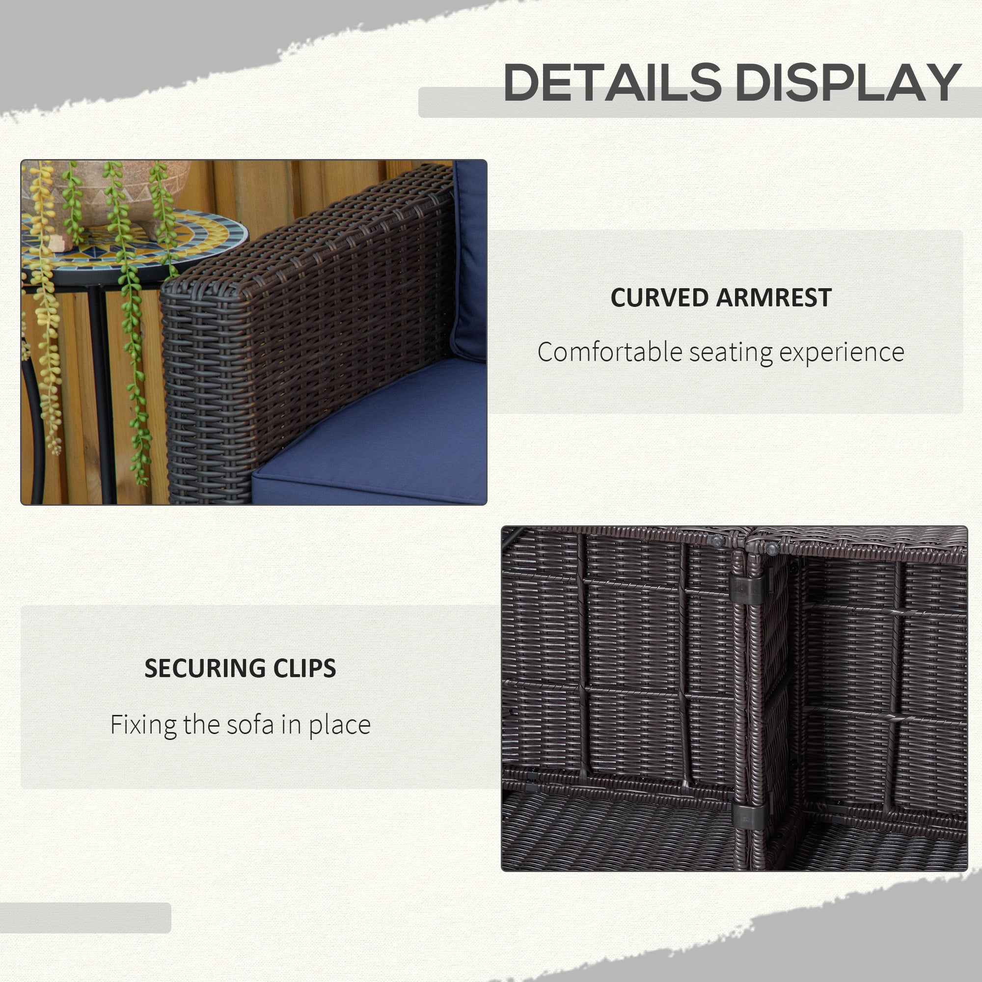 2-Piece Rattan Corner Sofa Set - Dark Blue-DECOROLALA
