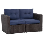 2-Piece Rattan Corner Sofa Set - Dark Blue-DECOROLALA