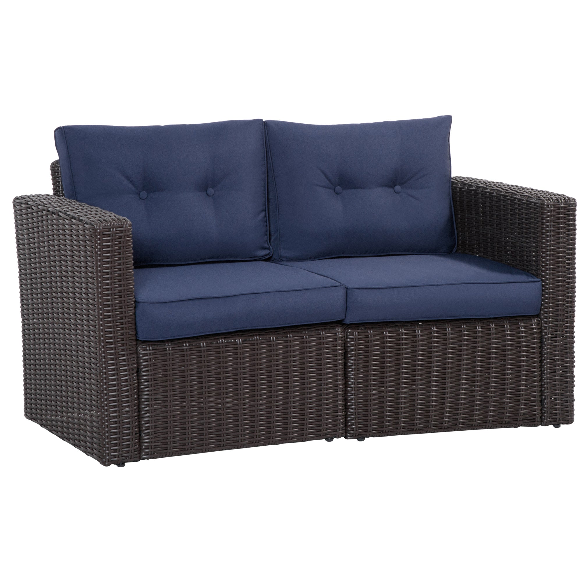 2-Piece Rattan Corner Sofa Set - Dark Blue-DECOROLALA