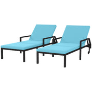 2-Piece Sky Blue Wicker Lounger Set with Adjustable Backrest & Wheels-DECOROLALA