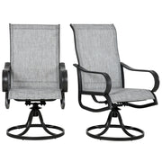 2-Piece Swivel Garden Chairs, Grey 360° Rocking Outdoor Set with Breathable Mesh-DECOROLALA