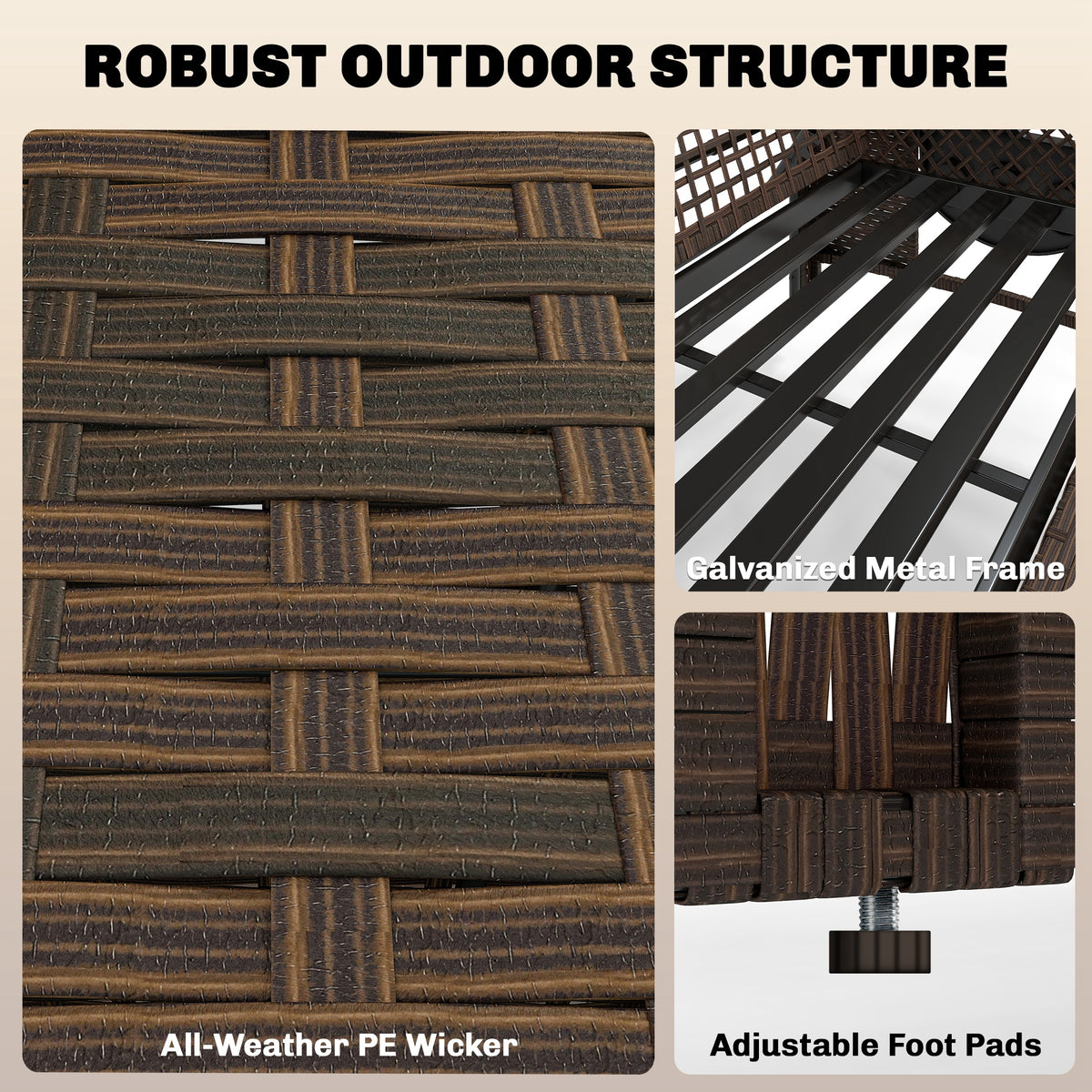 2-Piece Wicker Patio Lounge Set with Side Trays-Outdoor Chaise Lounges-DECOROLALA