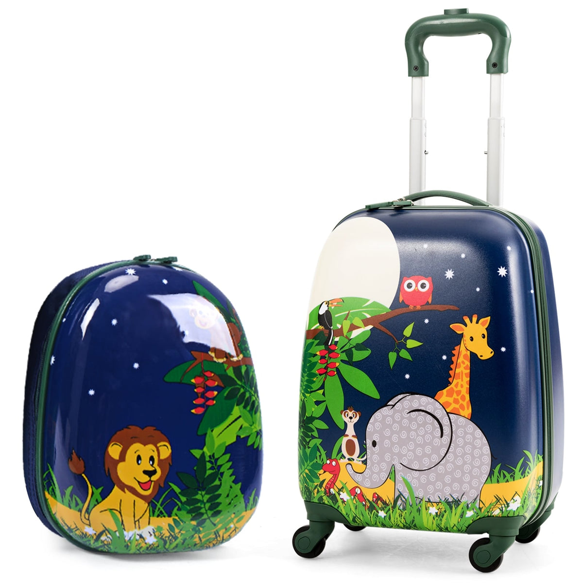 2 Pieces 12 Inch and 16 Inch Kids Carry on Suitcase Rolling Backpack School Luggage Set-Kids Suitcases-DECOROLALA
