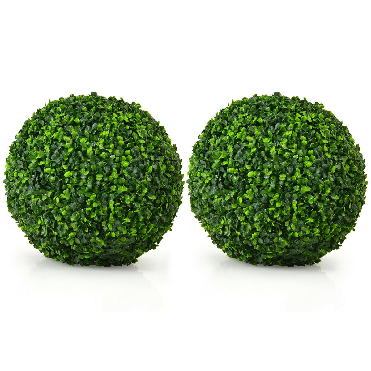 2 Pieces 15.7 Inch Artificial Boxwood Topiary Ball Tree Set-Artificial Plants-DECOROLALA