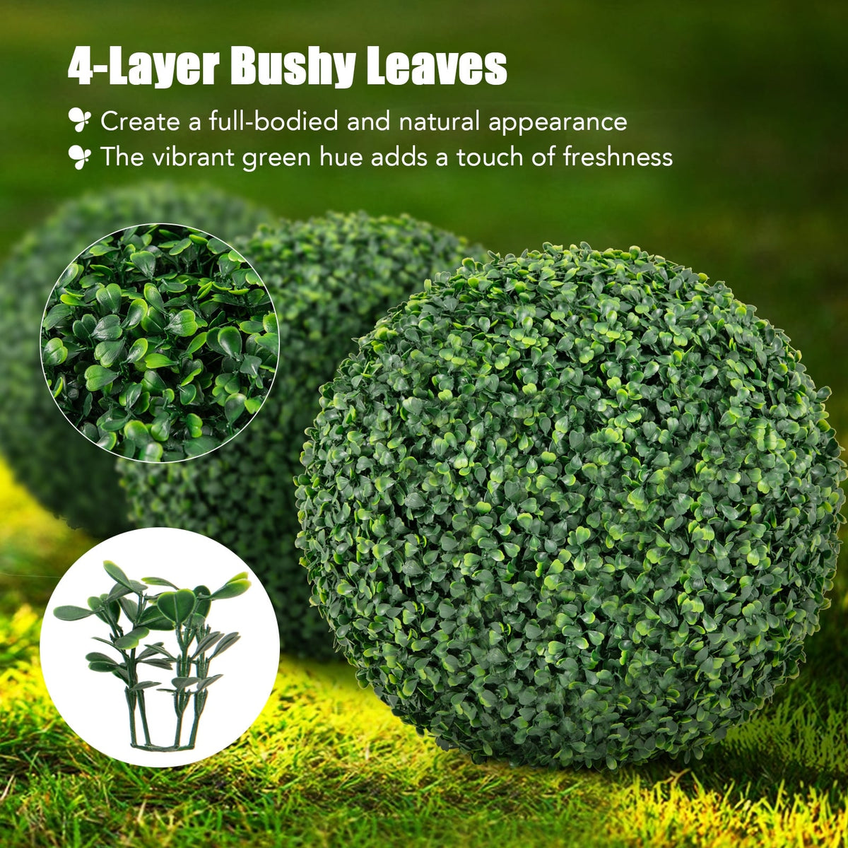 2 Pieces 16/20 Inches Artificial Plant Boxwood Topiary Ball for Patio Garden Front Door Balcony Backyard-S-Artificial Plants-DECOROLALA