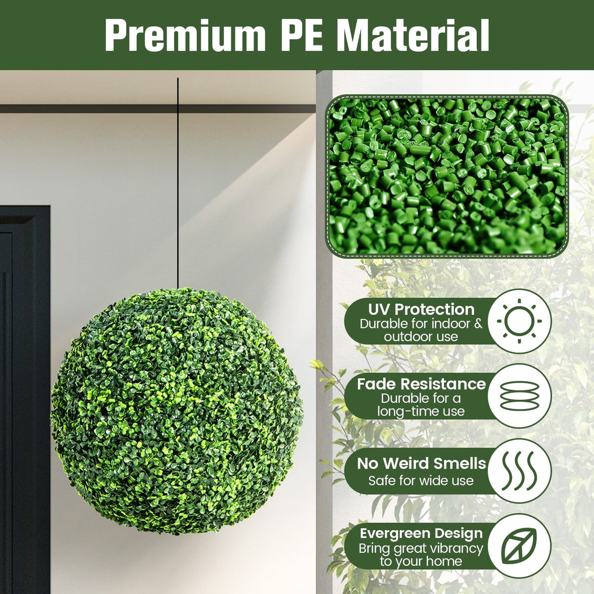 2 Pieces 19 Inch Artificial Topiary Balls Faux Boxwood Ball Plants-Artificial Plants-DECOROLALA