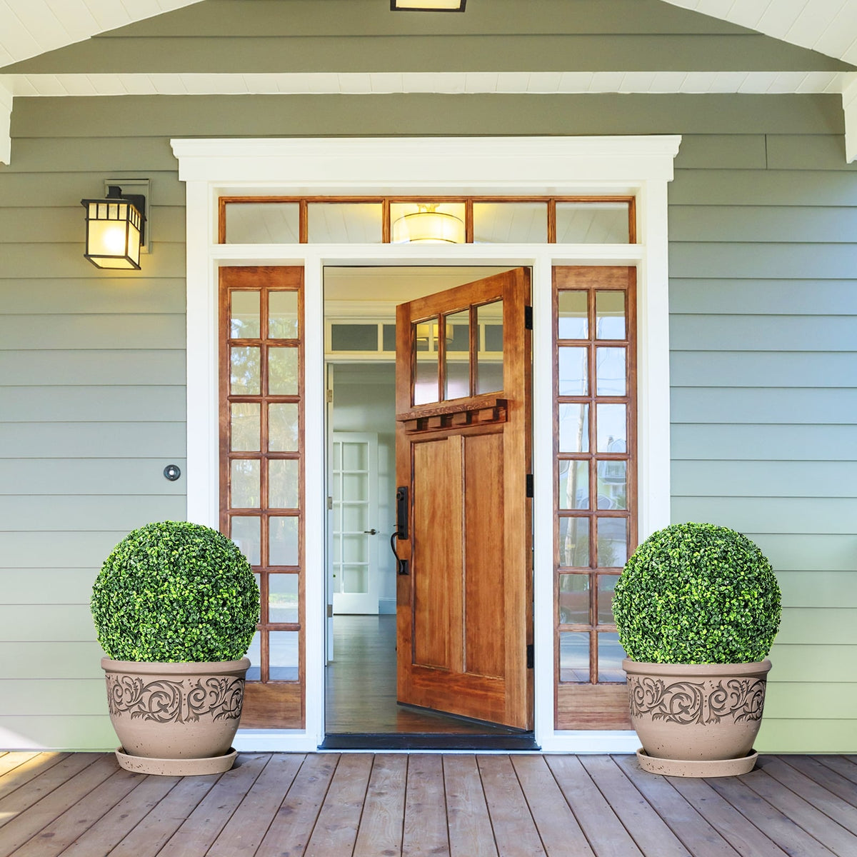 2 Pieces 19 Inch Artificial Topiary Balls Faux Boxwood Ball Plants-Artificial Plants-DECOROLALA