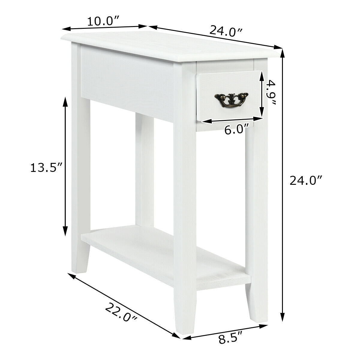 2 Pieces 2 Tier Sofa Side End Table with Drawer and Open Shelf-White-End & Side Tables-DECOROLALA