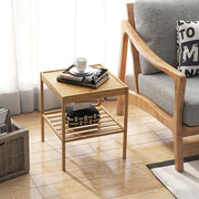 2 Pieces 2 Tiers Bamboo Nightstand for Living Room Bedroom-Natural-Nightstands-DECOROLALA