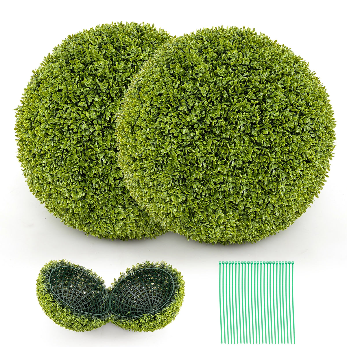 2 Pieces 20 Inches Artificial Sun-Protective Topiary Spheres for Patio Garden Front Door Balcony Backyard-M-Artificial Plants-DECOROLALA