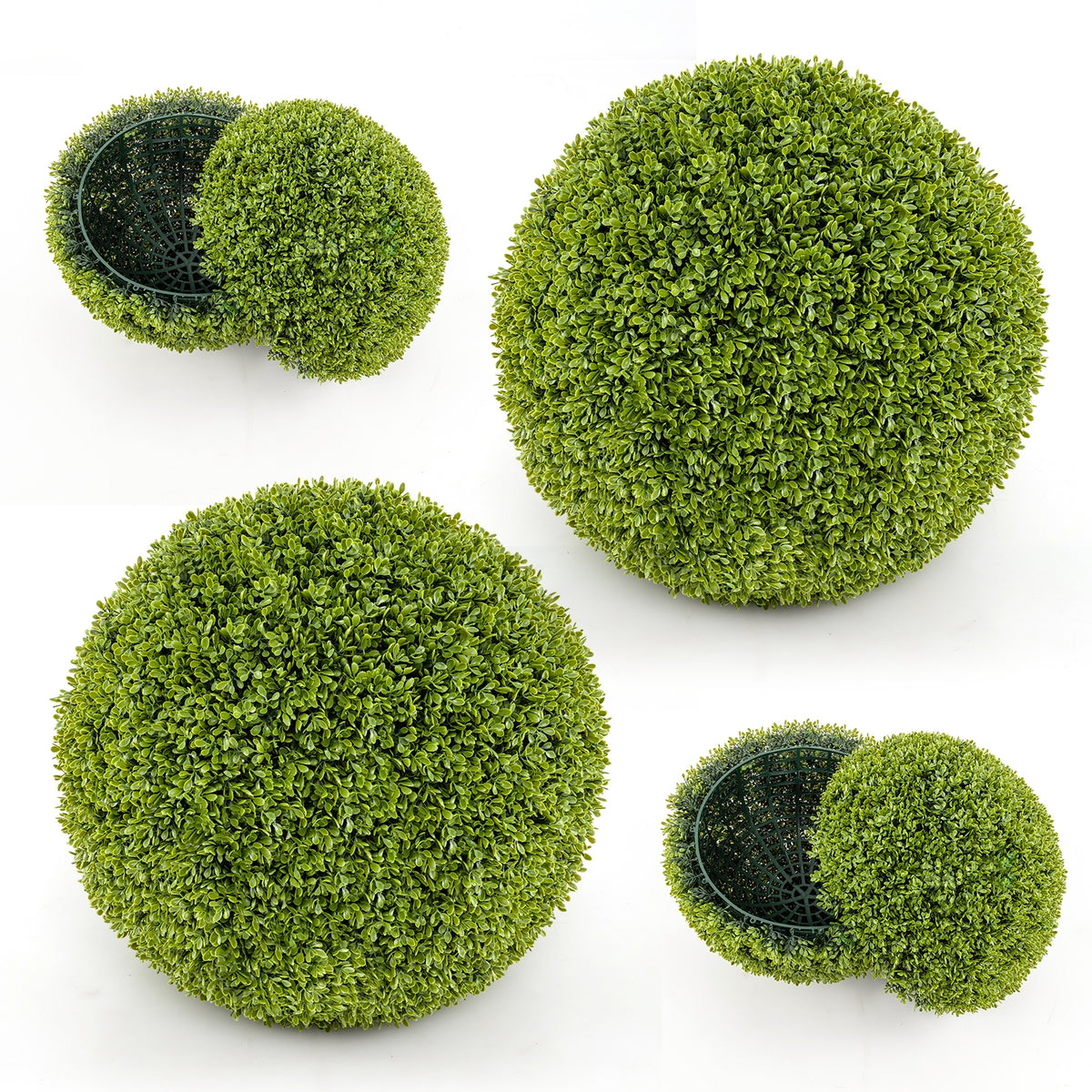 2 Pieces 20 Inches Artificial Sun-Protective Topiary Spheres for Patio Garden Front Door Balcony Backyard-M-Artificial Plants-DECOROLALA